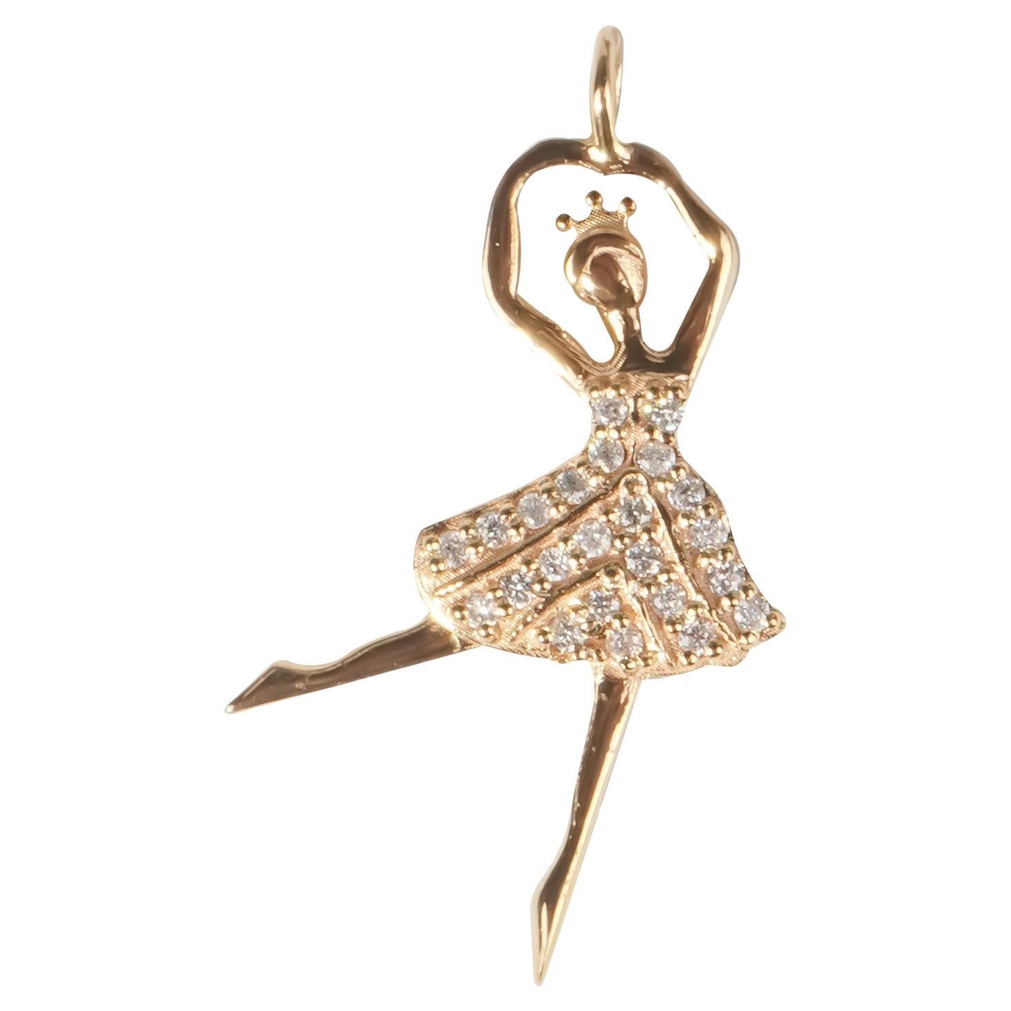 18k Solid Gold Dancer pendant (**with chain**) For Sale