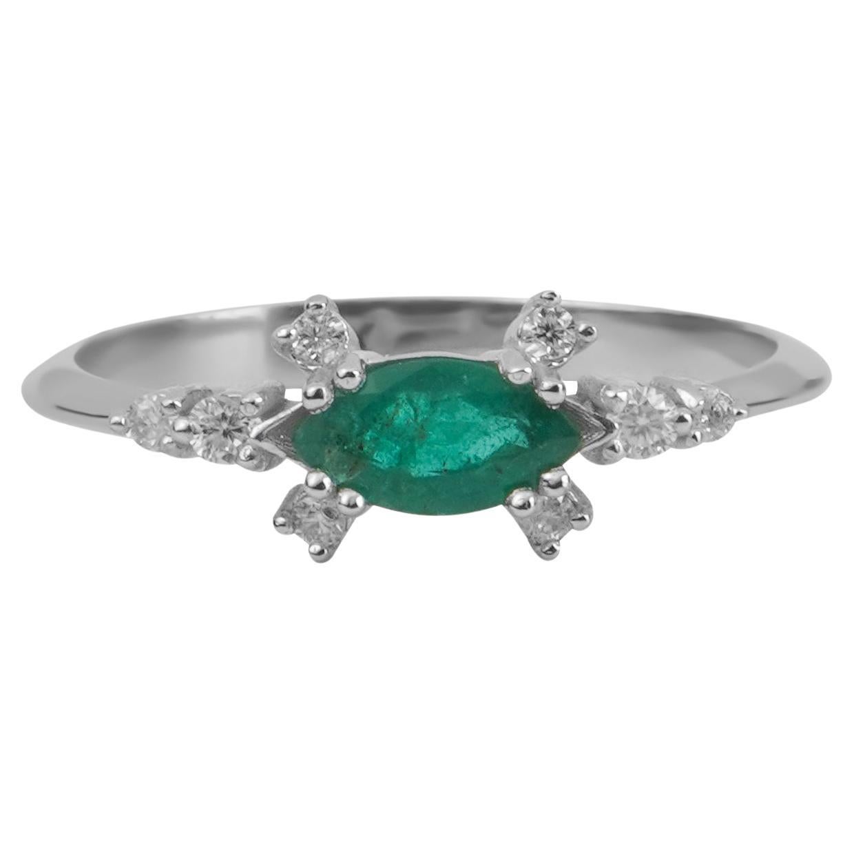 18K solid Gold Diamond and Emerald Night sky ring For Sale