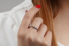 18K solid Gold Diamond and Sapphire Horizon ring