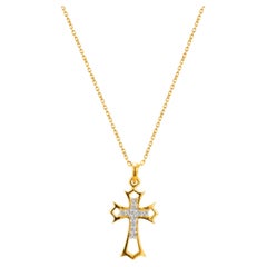 Collana a croce con diamanti in oro massiccio 18k Collana a croce delicata