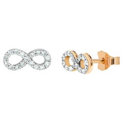18k Solid Gold Diamond Infinity Stud Earrings Crisscross Diamond Stud Earrings