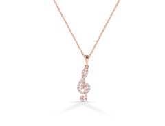 18 Karat massives Gold Diamant-Musik- Notiz-Halskette mit Treble-Klapp-Halskette