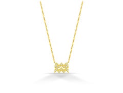 18k Solid Gold Diamond Necklace Aquarius Zodiac Sign Birth Sign Necklace