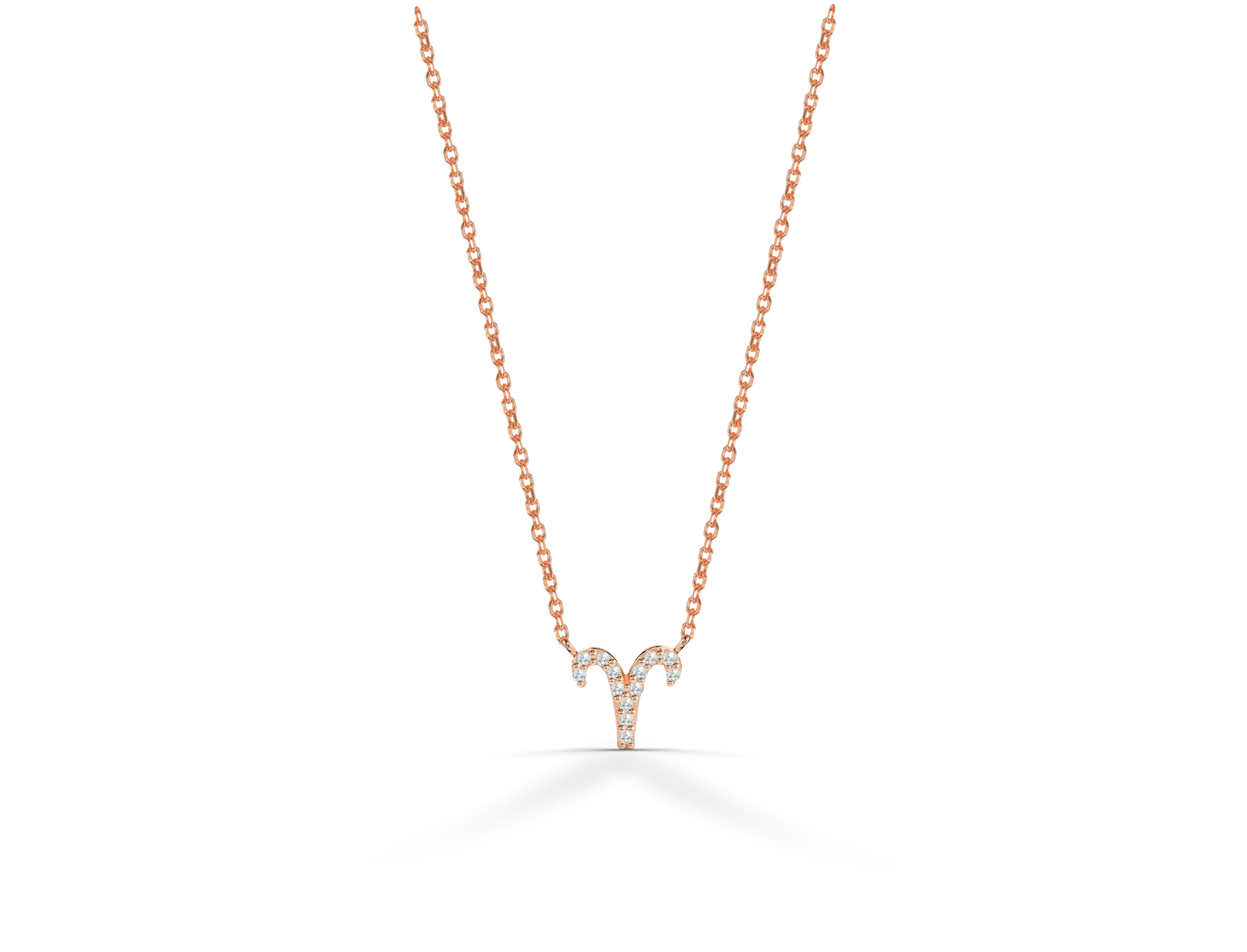 18 Karat massives Gold Diamant-Halskette für Aries, Tierkreiszeichen-Schmuck für Aries
