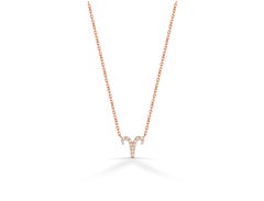 18k Solid Gold Diamond Necklace Aries Zodiac Sign Zodiac Jewelry Gift for Aries