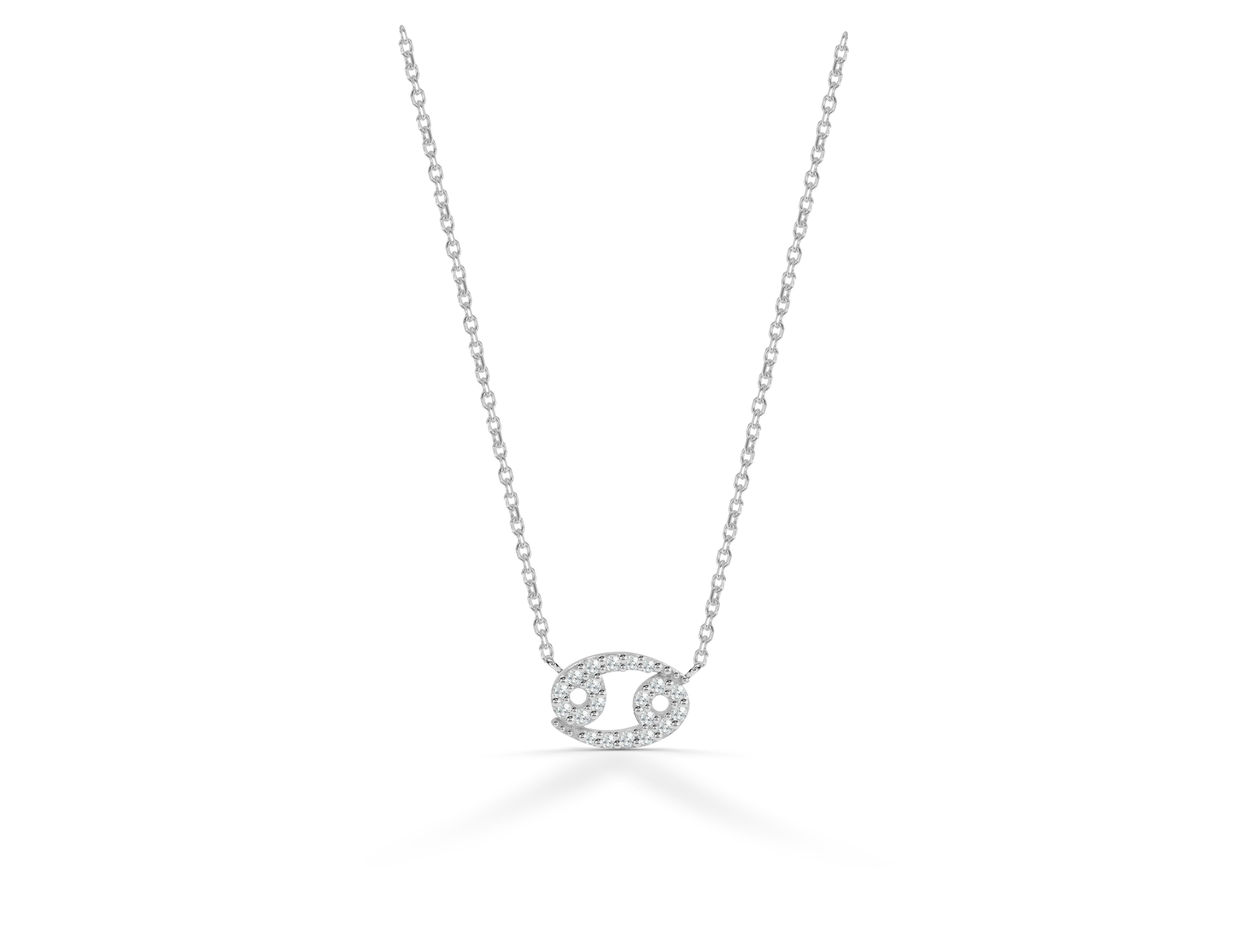 18 Karat massives Gold Diamant-Halskette Cancer Zodiac Sign Geburtsschild Halskette (Moderne) im Angebot