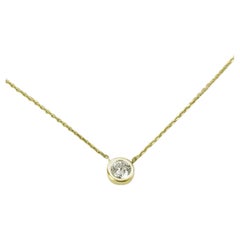 18k Solid Gold Diamond Necklace Dainty Solitaire Necklace Diamond Bezel Necklace