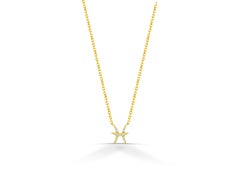 18k Solid Gold Diamond Necklace Pisces Zodiac Sign Birth Sign Necklace