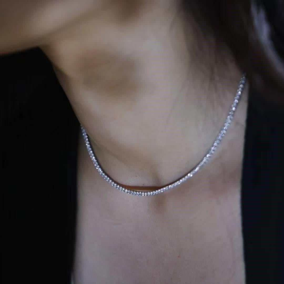 Collana Tennis con diamanti in oro massiccio 18K 2,50ct in vendita 1