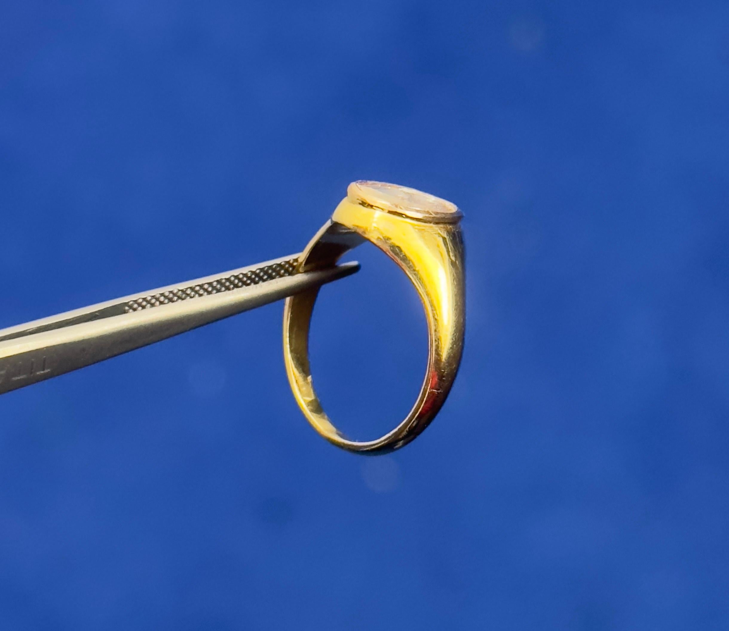 18K Solid Gold Dome Ring mit natürlichen .75ct ungeschliffenen Diamanten Polki Jahrgang (Zeitgenössisch) im Angebot