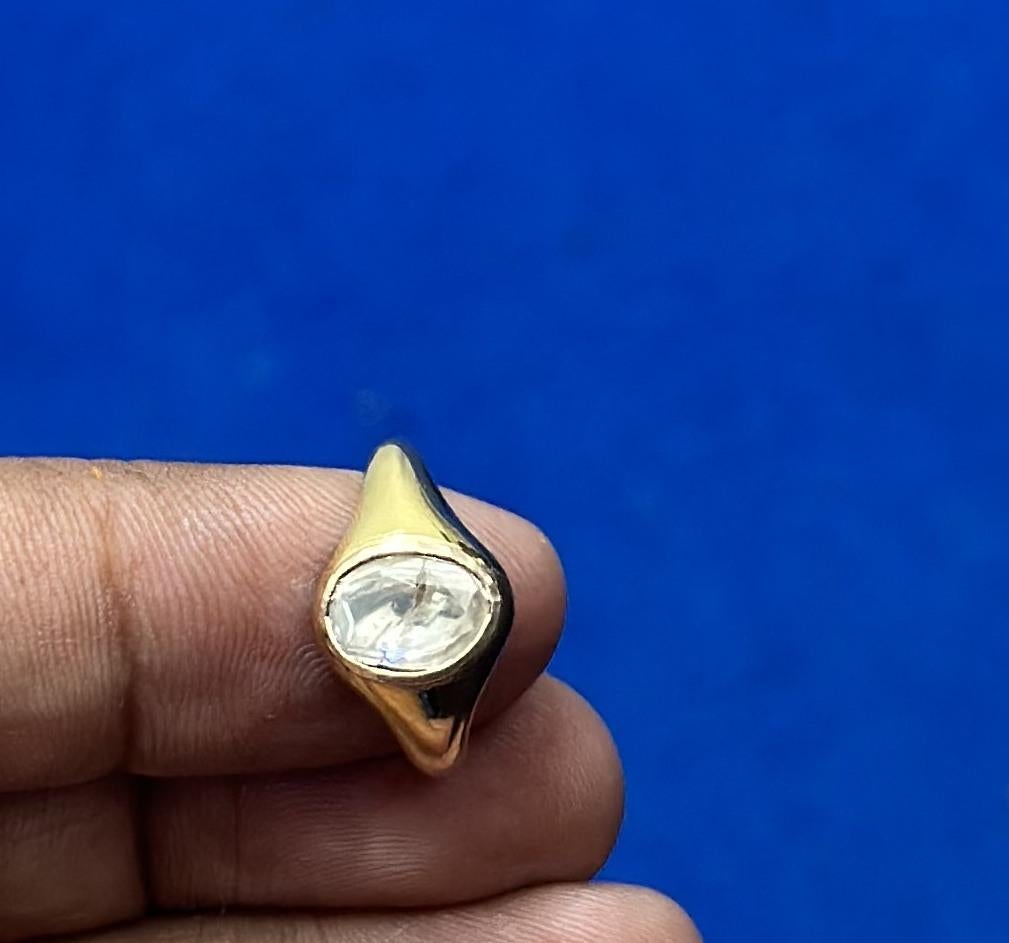 18K Solid Gold Dome Ring mit natürlichen .75ct ungeschliffenen Diamanten Polki Jahrgang im Zustand „Neu“ im Angebot in Delhi, DL