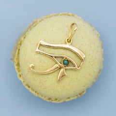 18K solid gold Egyptian Horus Eye charm - good luck amulet - Lucky pendant
