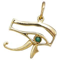 18K solid gold Egyptian Horus Eye charm - good luck amulet - Lucky pendant