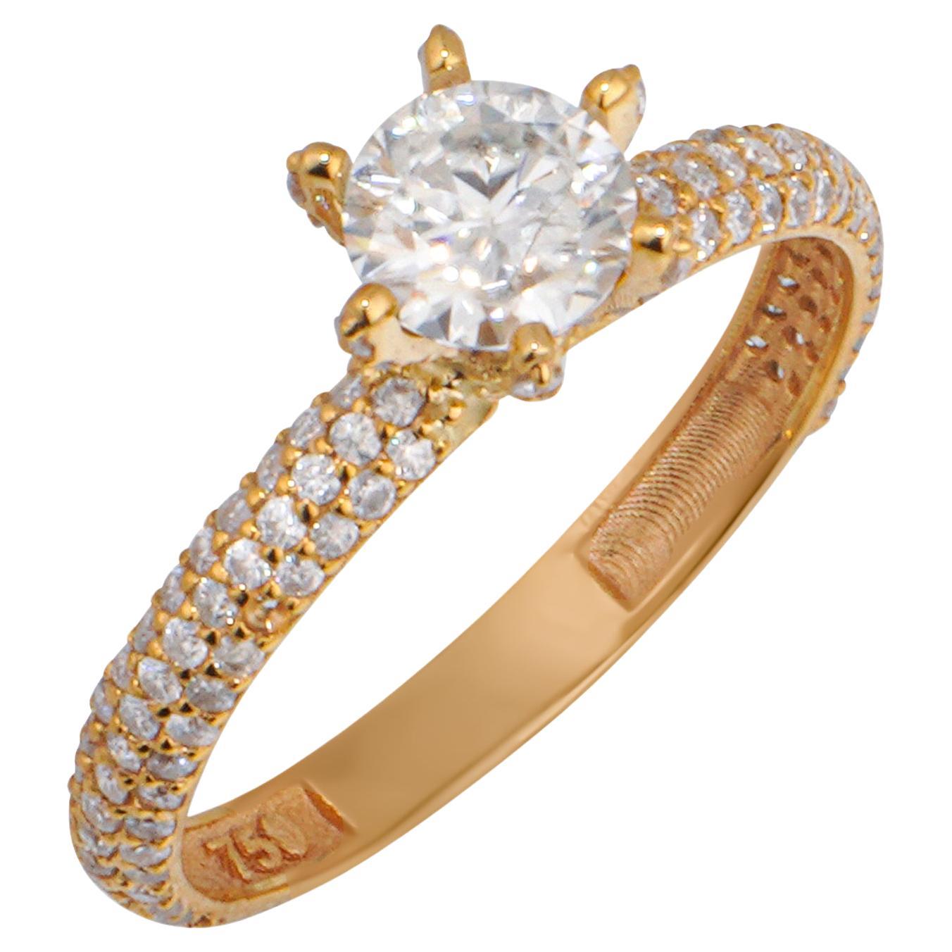 18K massiv Gold Elizabet Ring im Angebot
