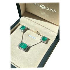 18K Solid Gold Emerald Jewelry Set – Necklace and Earrings