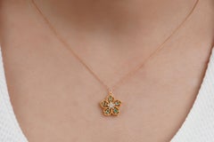 18k Solid Gold Eternal flower pendant(**With chain**)