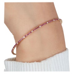 Bracelet flexible en or massif 18K, 1.25 Ctw Natural Diamond Ruby Bracelet, 6.5 Inches