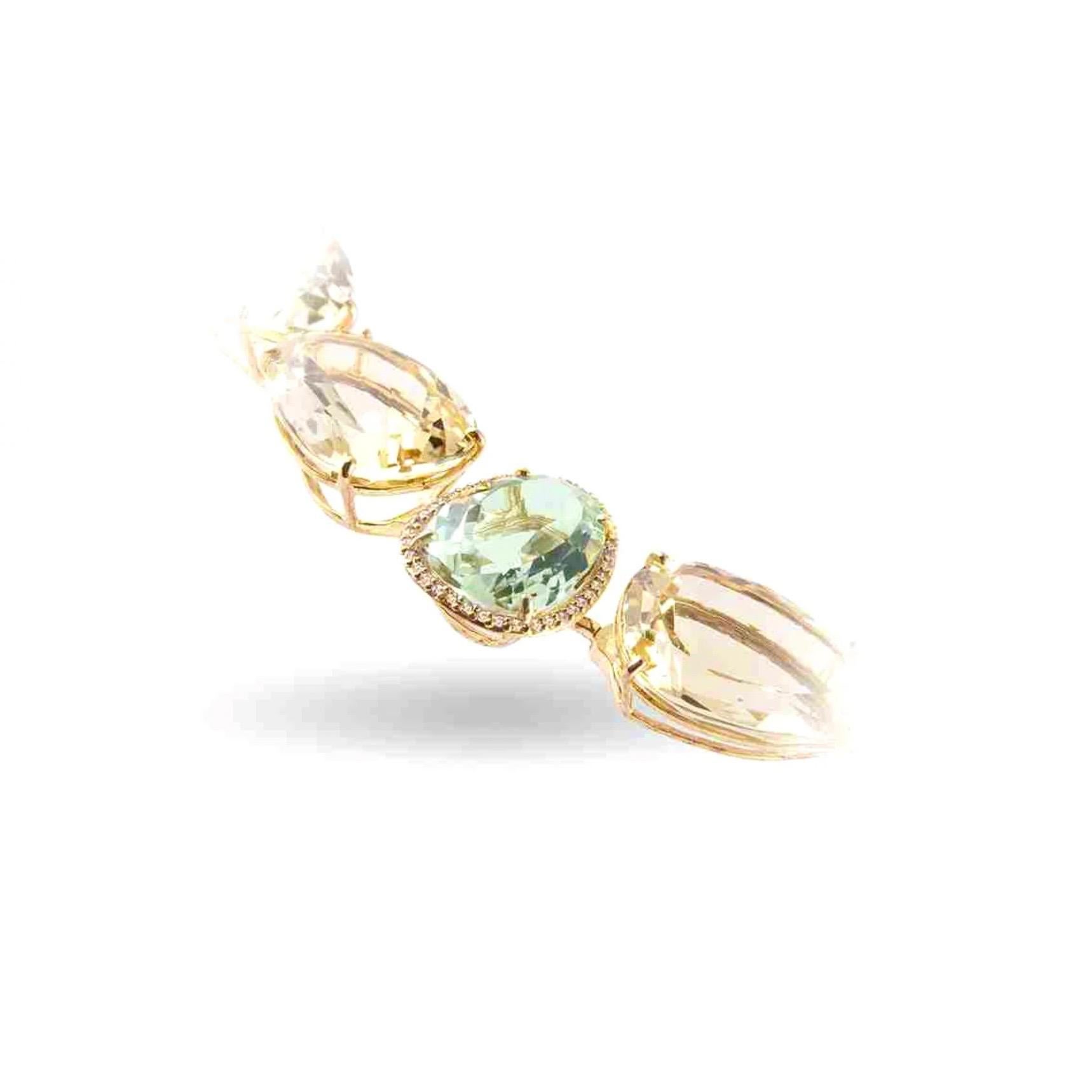 Contemporain Collier de pierres précieuses en or massif 18K en vente