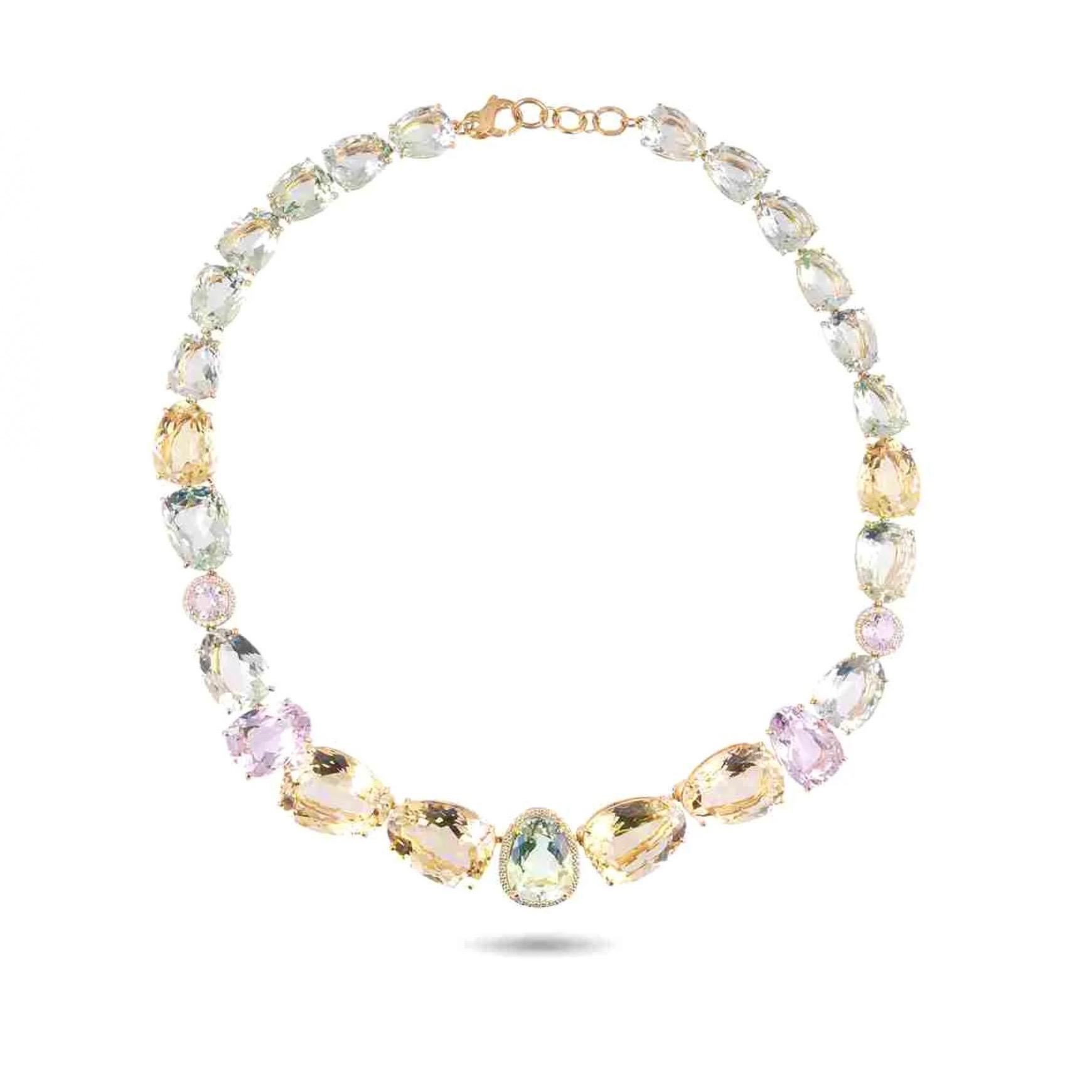 Taille poire Collier de pierres précieuses en or massif 18K en vente