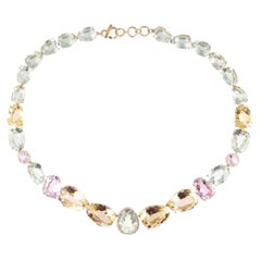 Collier de pierres précieuses en or massif 18K