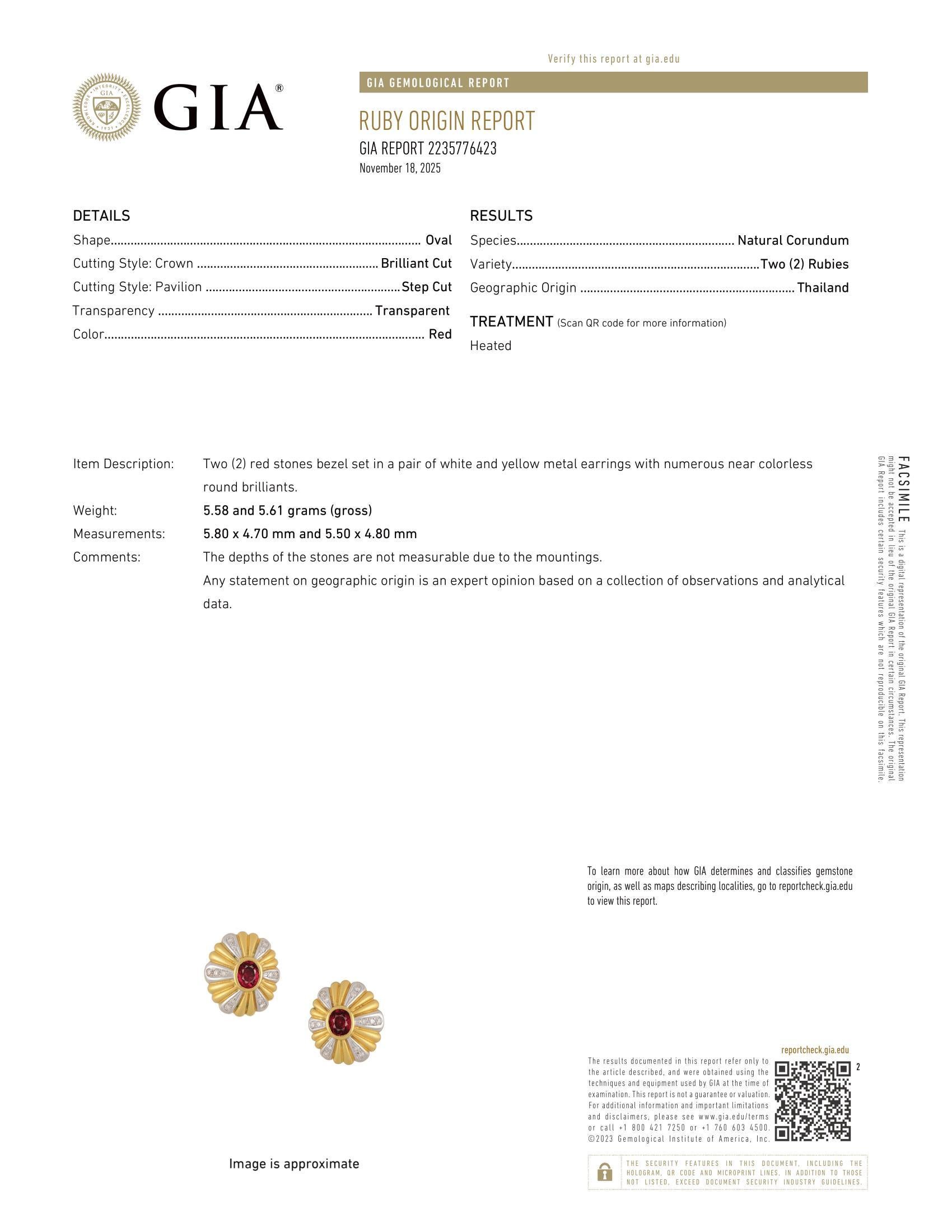 18k Solid Gold GIA 1.25ctw Bezel Ruby & Diamond Dual Finish Burst Stud Earrings en vente 4