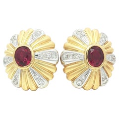 18k Solid Gold GIA 1.25ctw Bezel Ruby
Diamond Dual Finish Burst Stud Earrings
