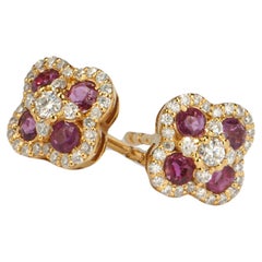 18K solid GOLD Glory ruby earings
