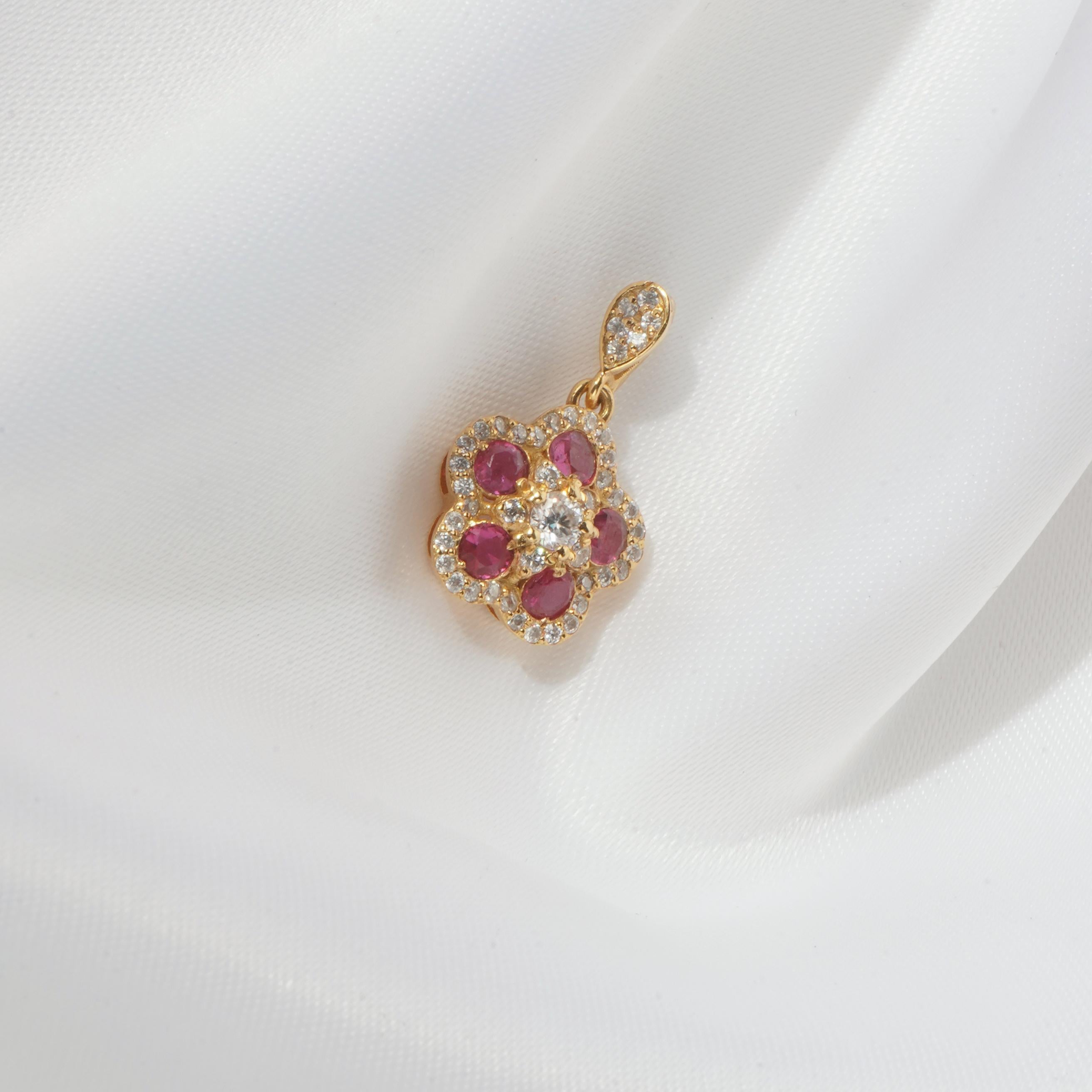 Brilliant Cut 18k Solid Gold Glory ruby pendant (**Without chain**) For Sale