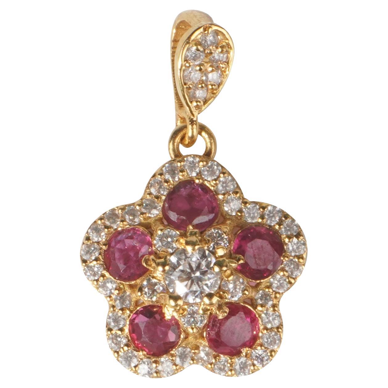 18k Solid Gold Glory ruby pendant (**Without chain**) For Sale