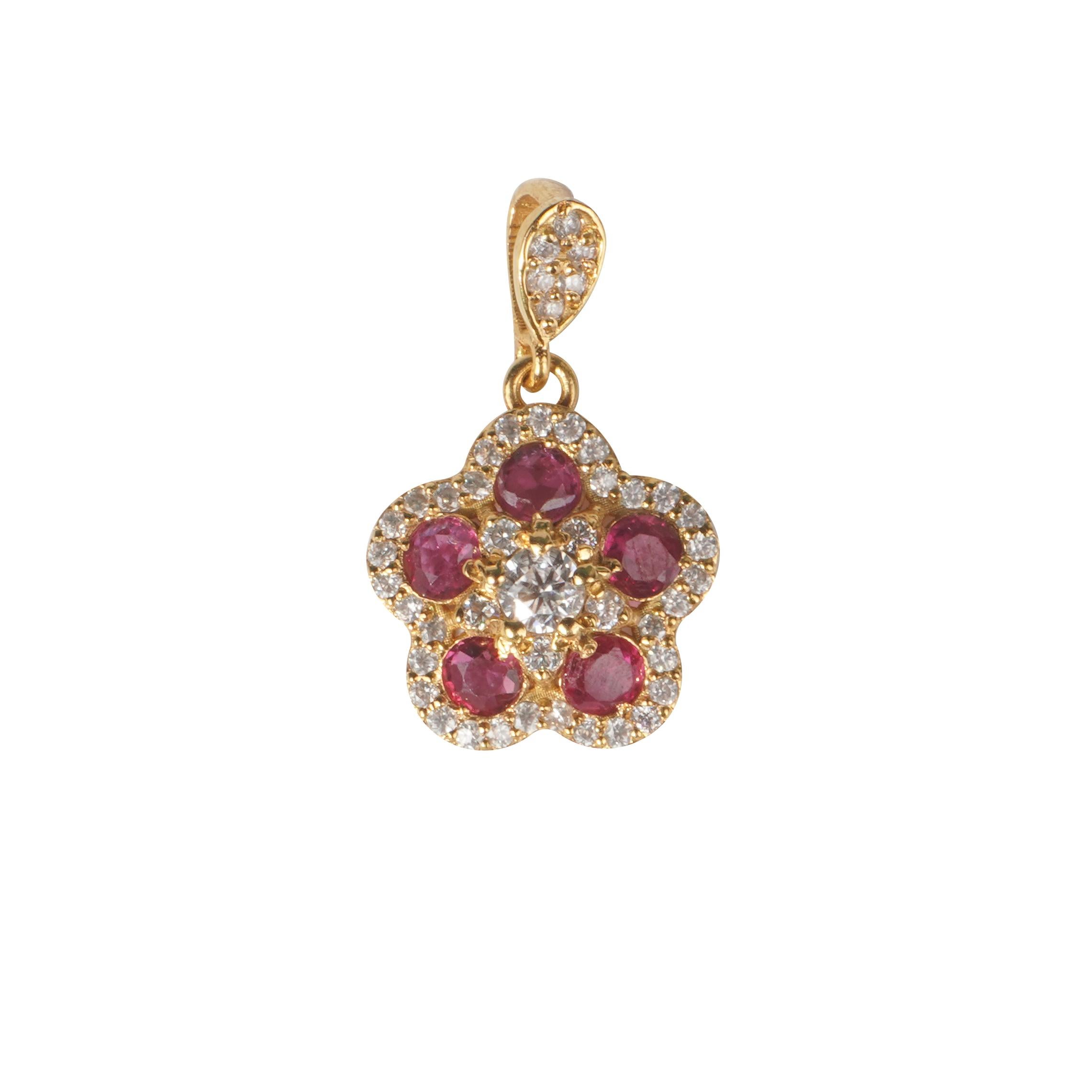 18k Solid Gold Glory ruby pendant (**With chain**) For Sale 1