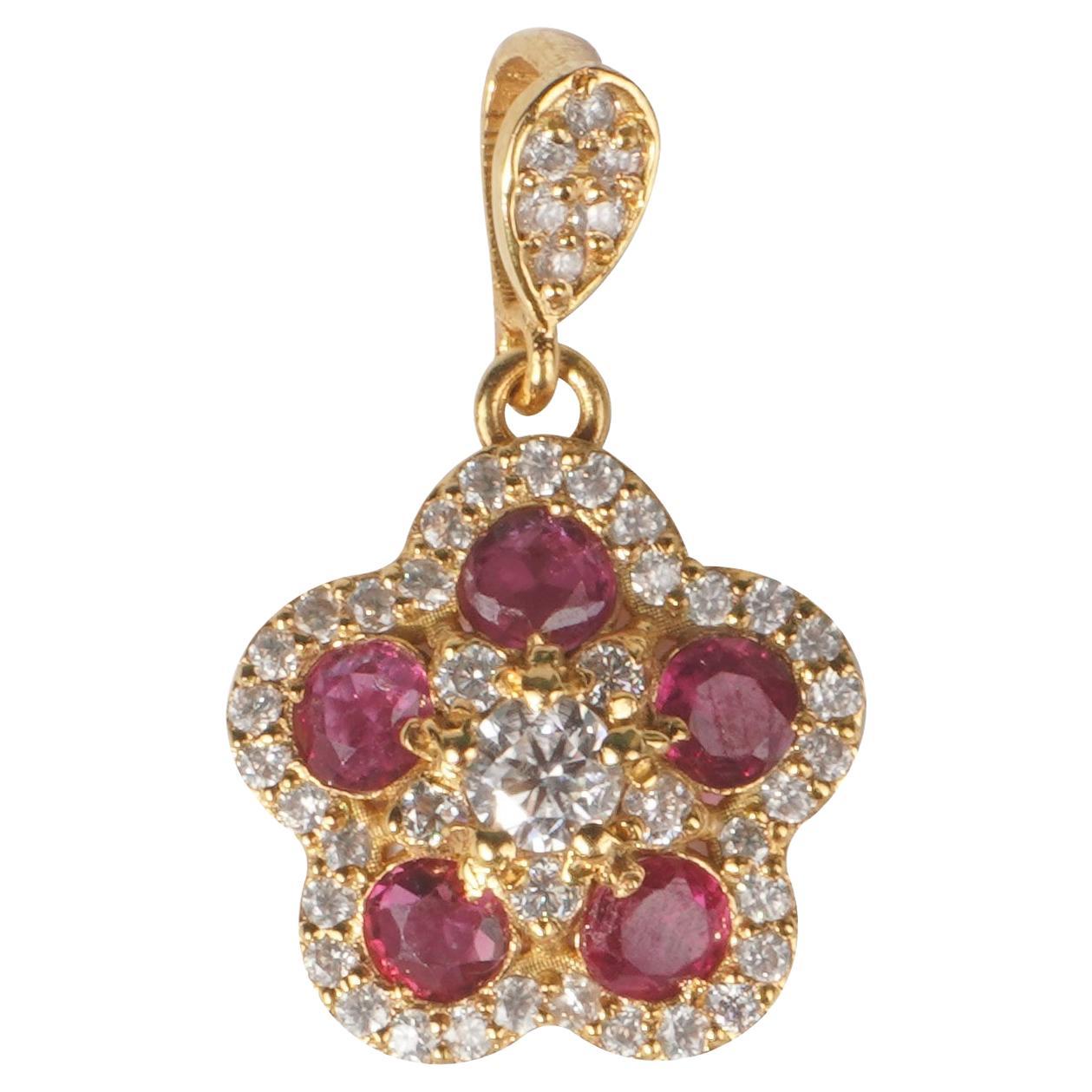 18k Solid Gold Glory ruby pendant (**With chain**) For Sale