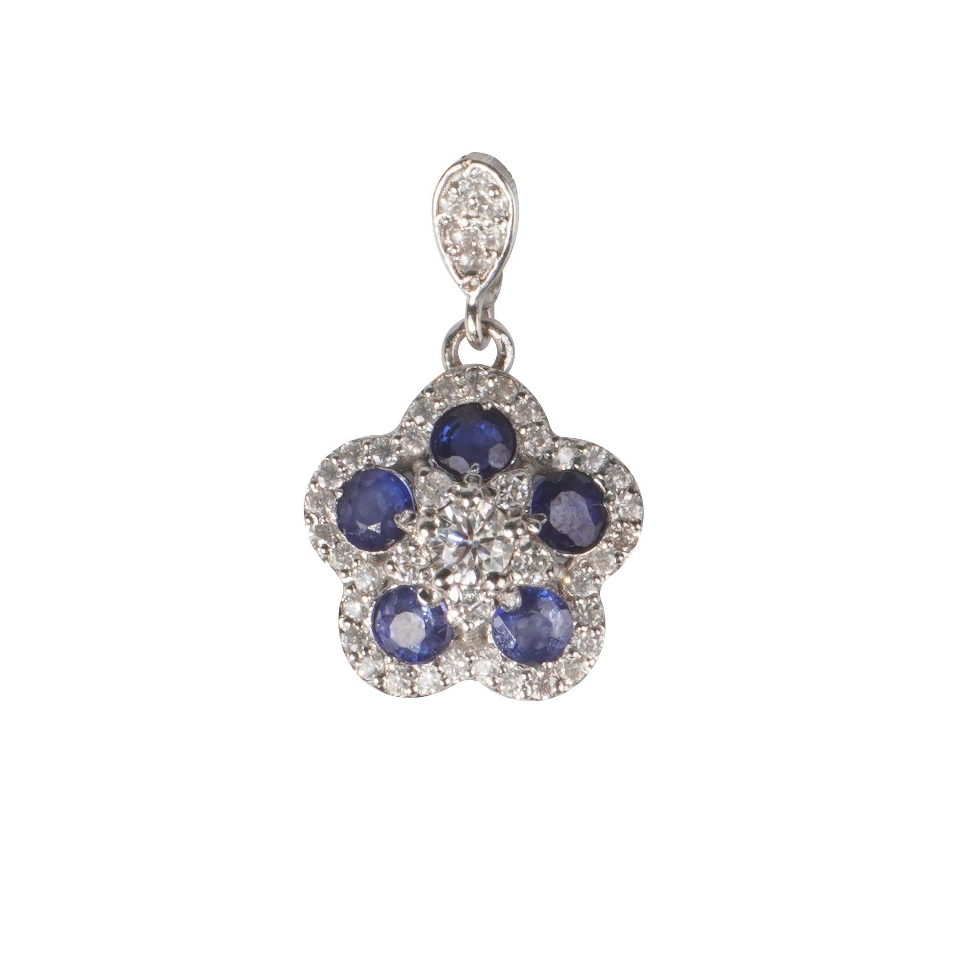 Women's 18k Solid Gold Glory sapphire pendant (**with chain**) For Sale