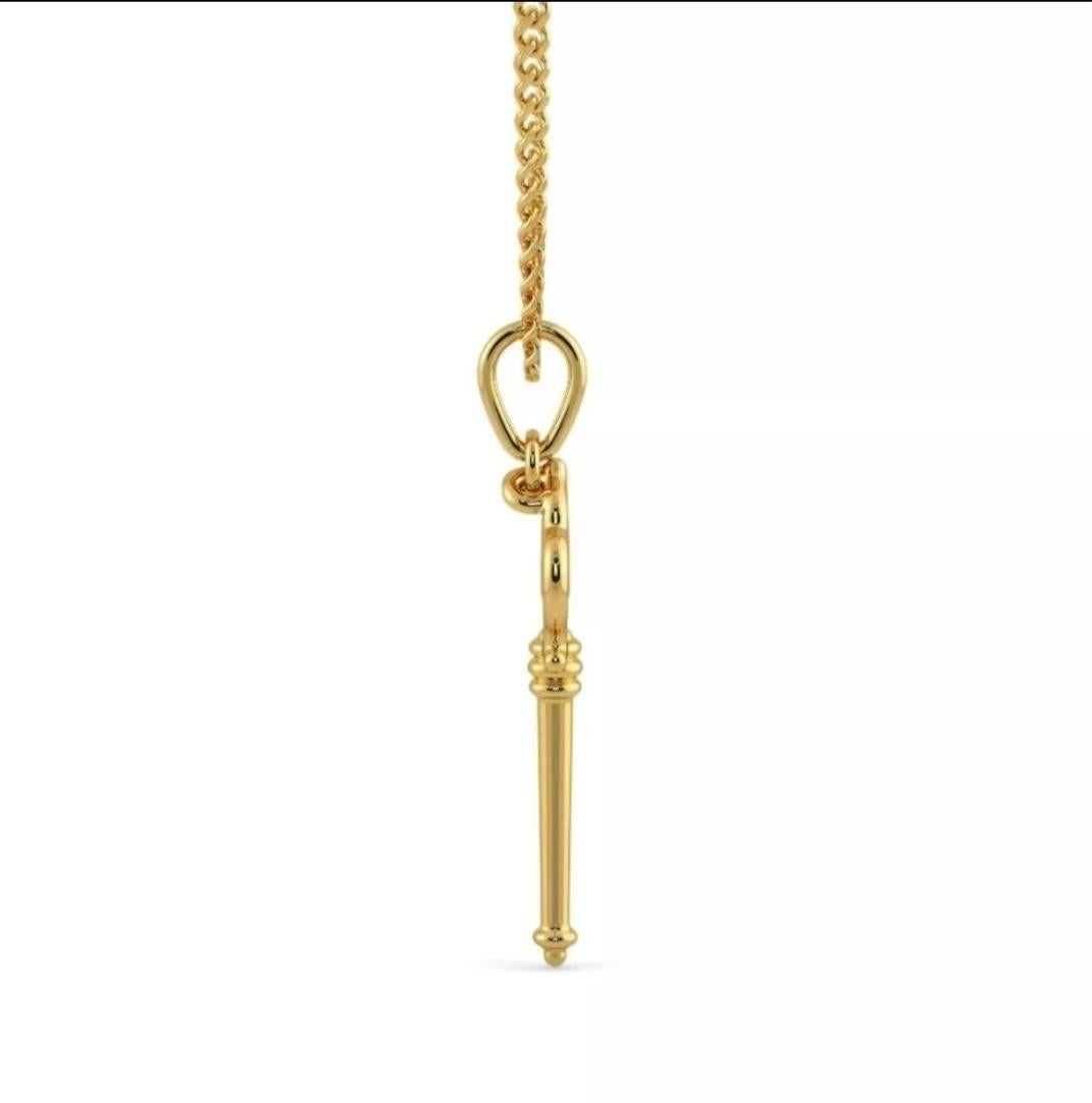 Pendentif en or massif 18K avec breloque en forme de clé pendentif en or Minimalist Necklaces Unisexe en vente