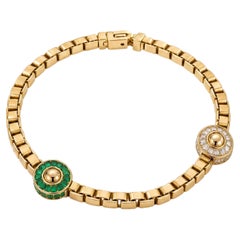 18k Solid Gold Heavy Chain Necklace with 10cts Diamonds and Emeralds