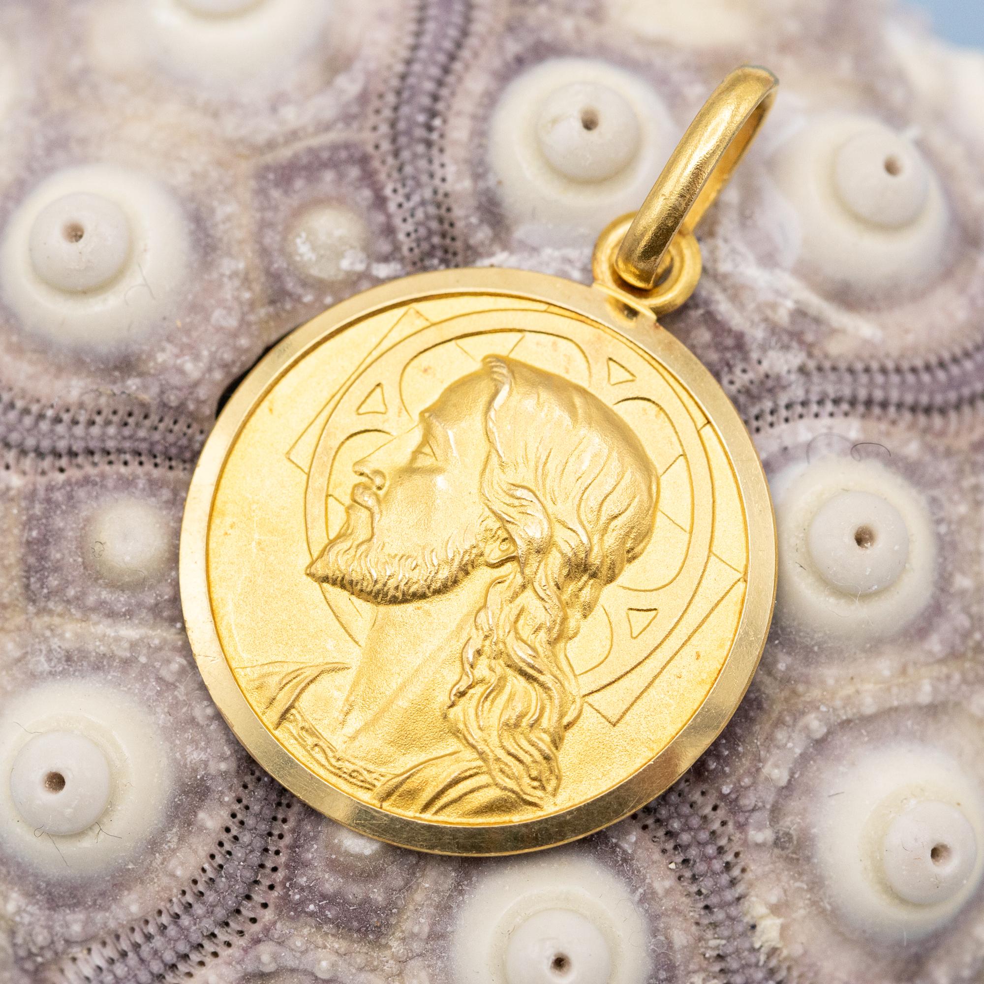 Colgante medalla de Jesús Pesado de oro macizo de 18 quilates - Amuleto católico - Dio Ti Protegga 2