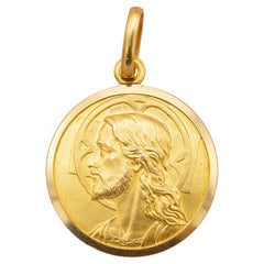 Colgante medalla de Jesús Pesado de oro macizo de 18 quilates - Amuleto católico - Dio Ti Protegga