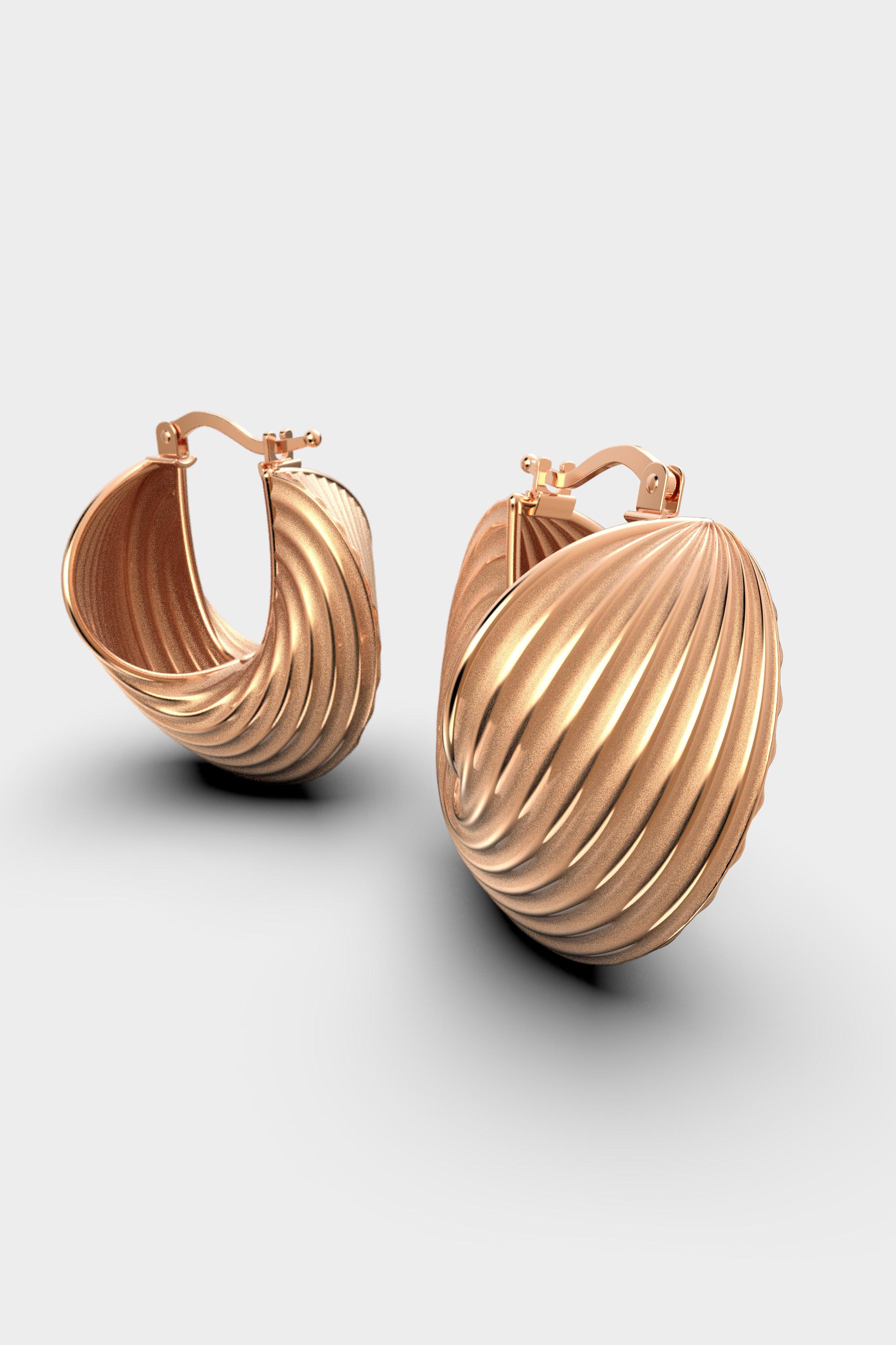 18K Solid Gold Hoop Earrings Designed and Crafted in Italy by Oltremare Gioielli For Sale 6