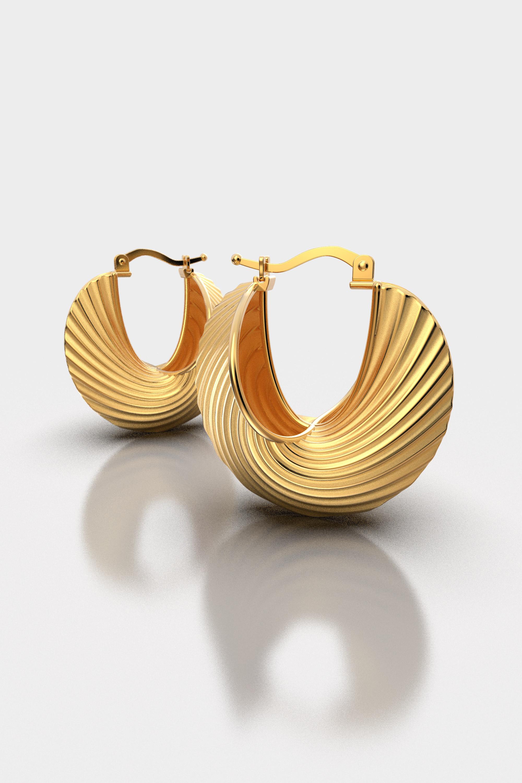 18K Solid Gold Hoop Earrings Designed and Crafted in Italy by Oltremare Gioielli In New Condition For Sale In Camisano Vicentino, VI