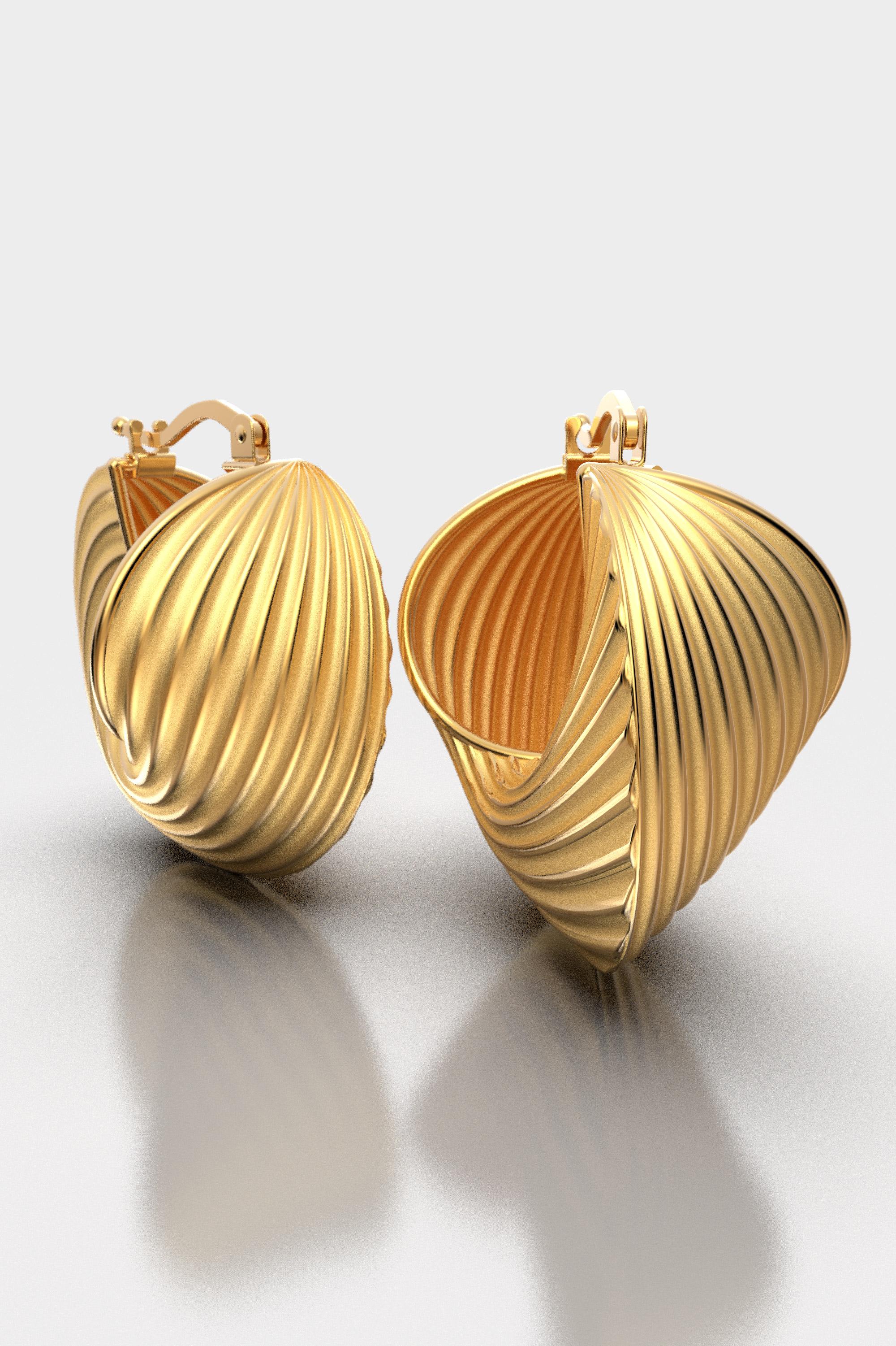 18K Solid Gold Hoop Earrings Designed and Crafted in Italy by Oltremare Gioielli For Sale 2