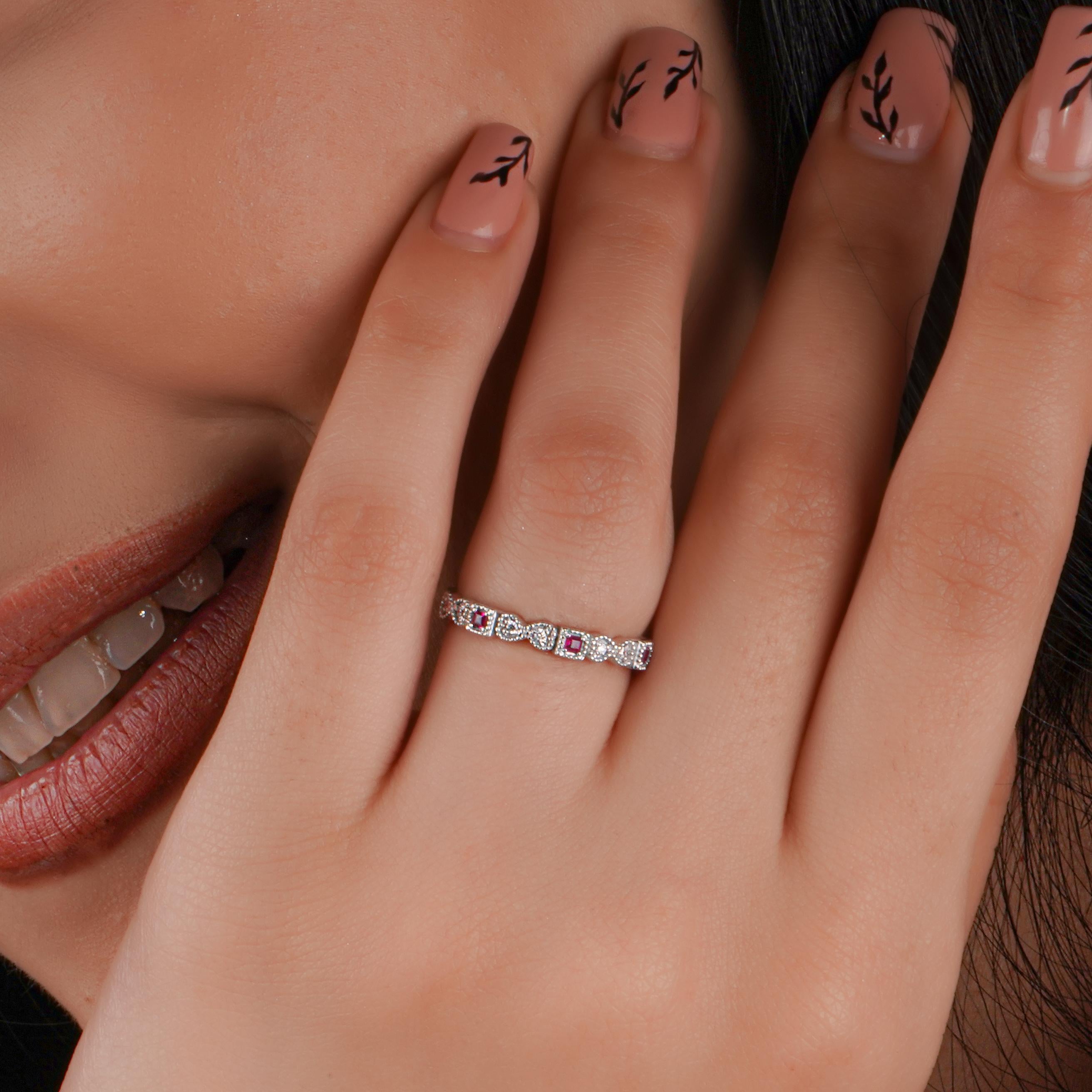 18 Karat massives Gold Illumina Diamant-Rubin-Ring (Art déco) im Angebot