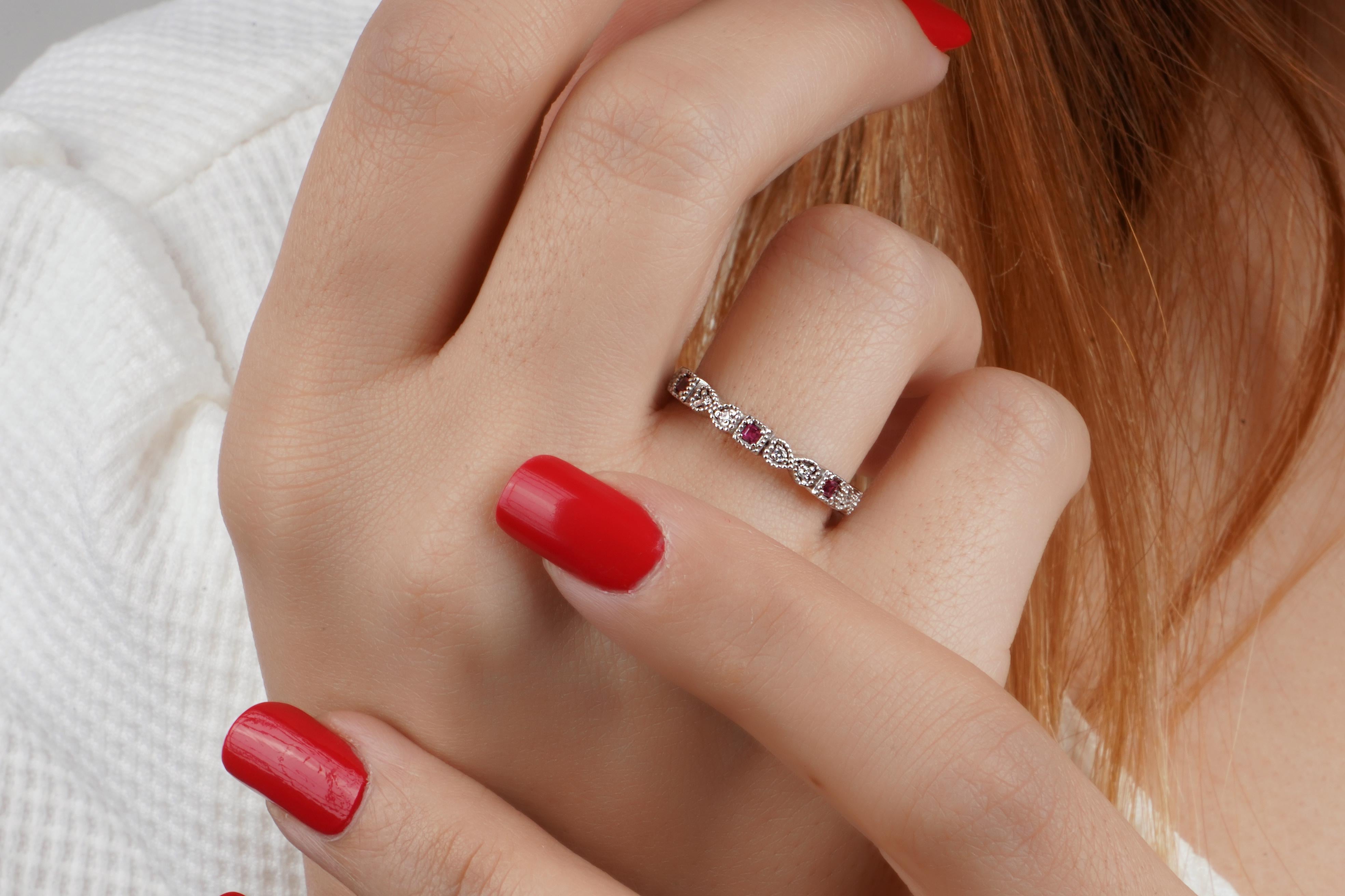 18 Karat massives Gold Illumina Diamant-Rubin-Ring (Carréschliff) im Angebot