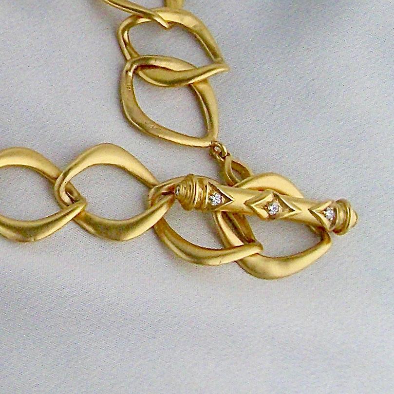 Modern 18K Solid Gold Large Link Necklace  For Sale
