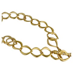 18K Solid Gold Large Link Necklace 