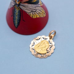 18K Solid Gold Large Retro Virgin Mary Charm – Italian Vintage Floral Religious