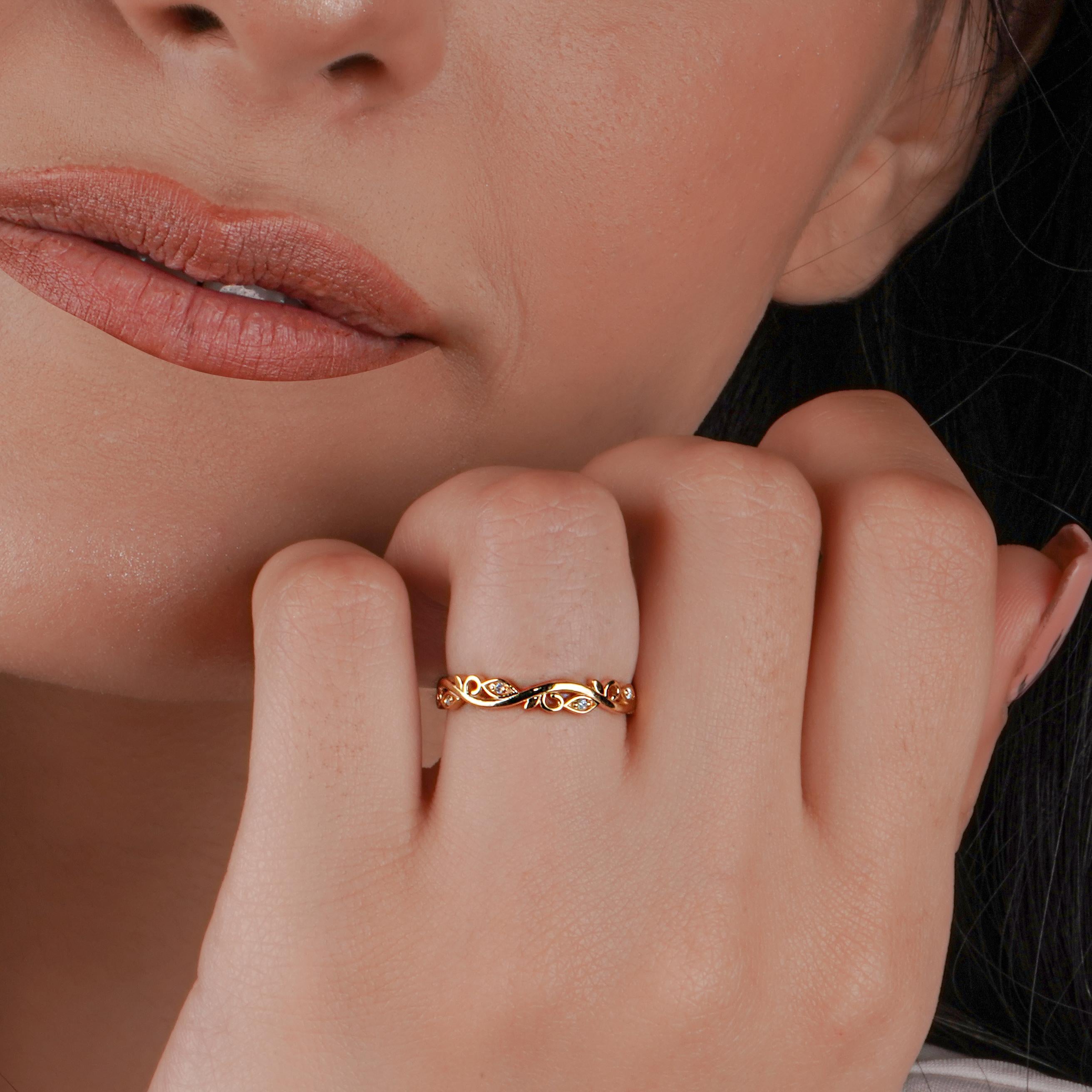 18 Karat massives Gold lausanne Ring (Romantik) im Angebot