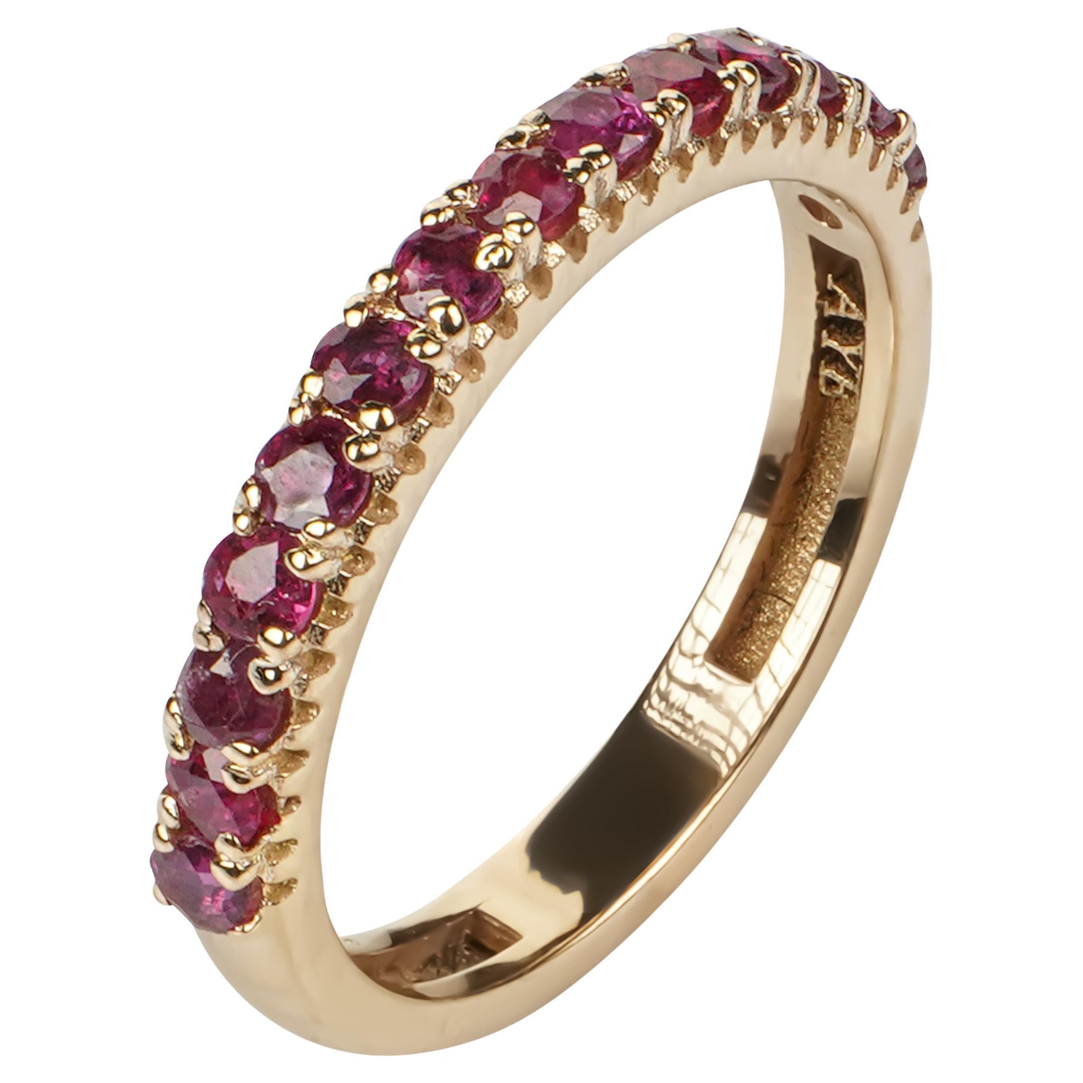 18k Solid Gold love ruby band For Sale