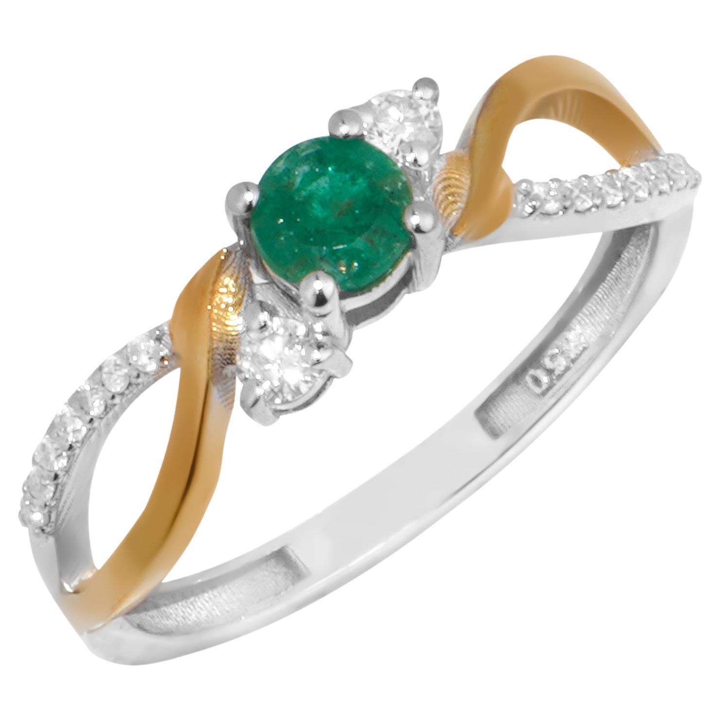 18k Solid Gold  lover’s universe emerald ring  For Sale