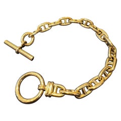 Bracelet chaîne marine en or massif 18K, fermoir à bascule, 56.45g - Poinçon de France