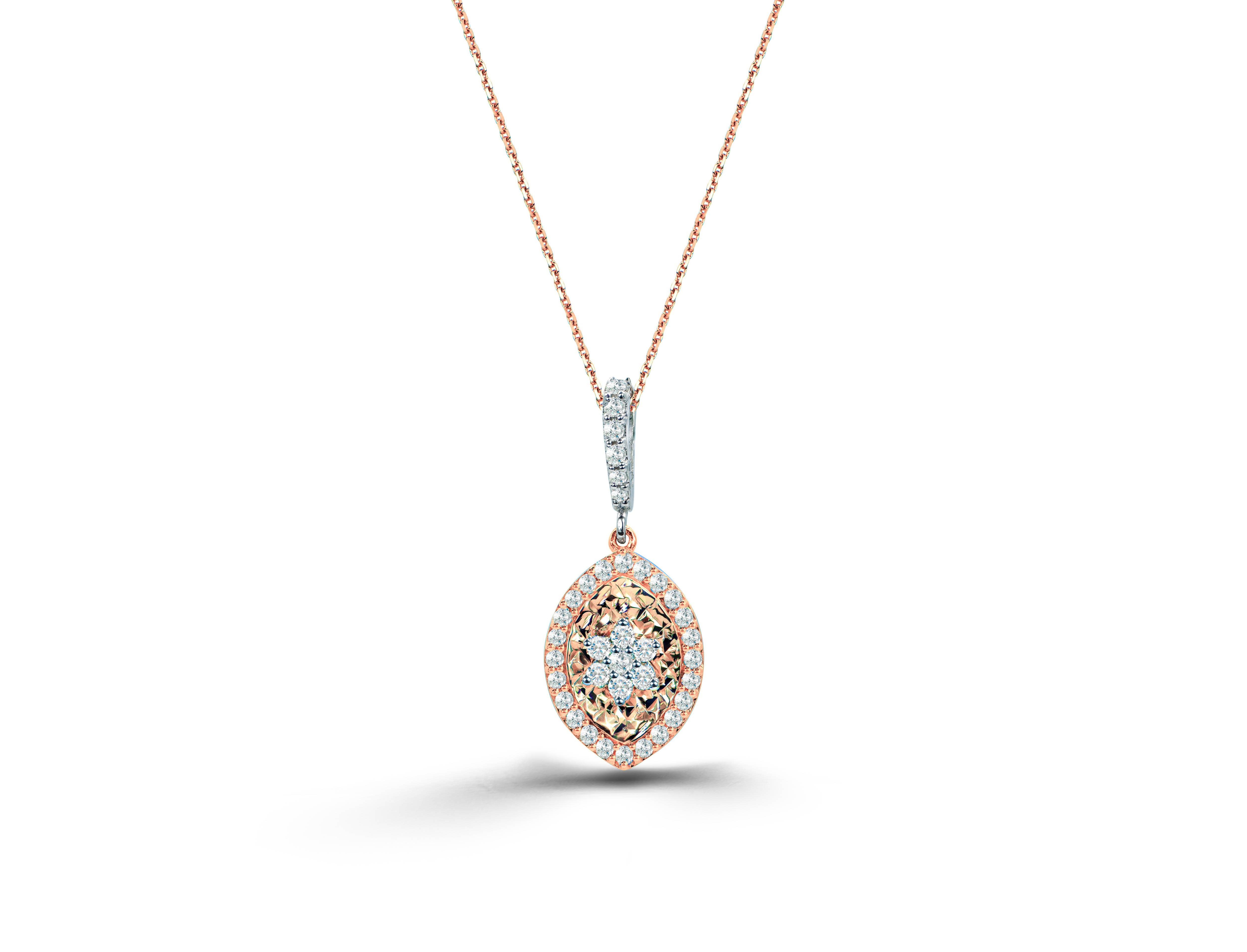 Colgante marquesa de oro macizo de 18 quilates con diamantes de 0,45 quilates en en venta