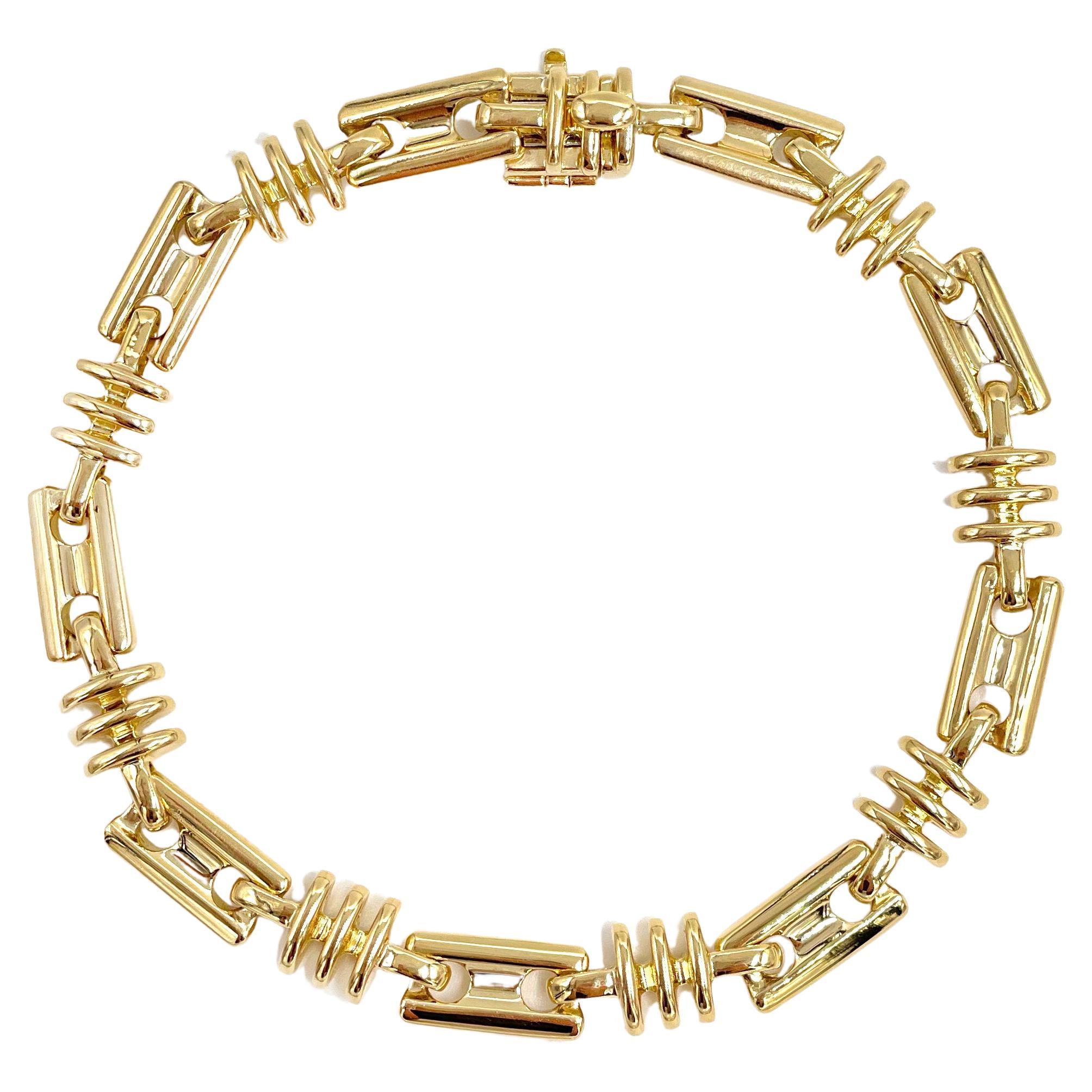 18k Solid Gold Herren Fancy Link Armband